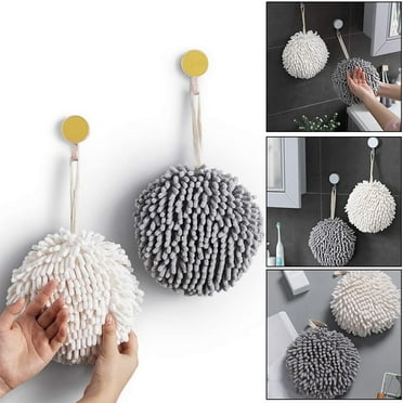 Fuzzy Ball Towel Sets of 2 White and Gray - Dry Your Hand Instant