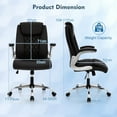 thumbnail image 3 of Costway PU Leather Office Chair Height Adjustable Executive Chair with Adjustable Headrest Black, 3 of 9