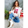 thumbnail image 3 of Women's White LOVE Chenille Embroidered Cable Knit Pullover Sweatshirt - [ZhiHiMeRi] | (US 4-6)S, 3 of 11