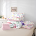thumbnail image 6 of Manfei Colorful Floral Twin Bedding Sets 7-Piece,Rainbow Graffiti Flower Bedding Comforter Set,Cartoon Plant Daisy Sheet Sets For Girls,Luxury Bedroom Decor,Reversible, 6 of 8