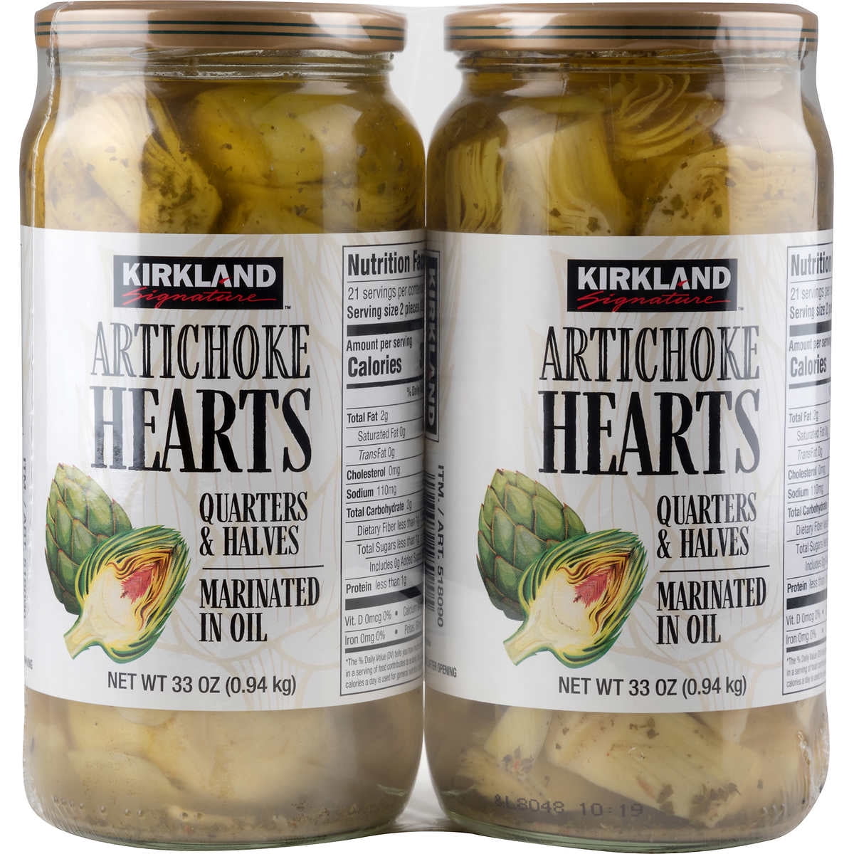 Kirkland Signature Artichoke Heart Quarters and Halves Marinated in Oil
