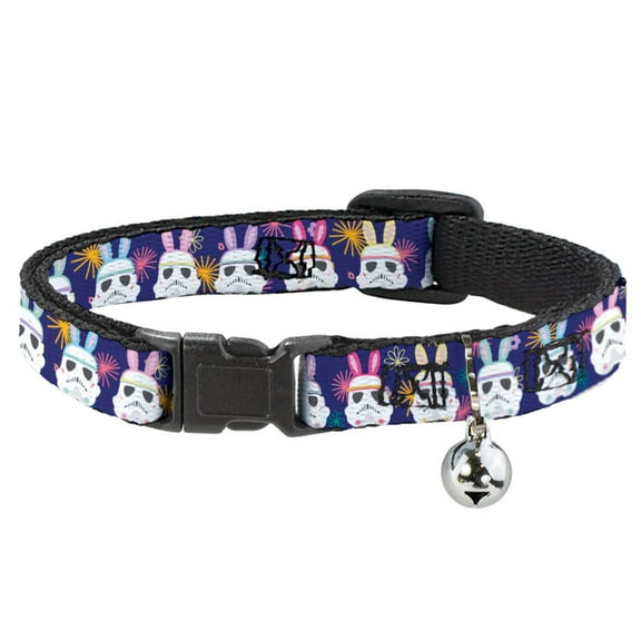 Star Wars Breakaway Cat Collar With Bell, Plastic Clip, Easy Adjustable, Star Wars Holiday Stormtrooper Easter Bunny Ears Purple, 8.5 to 12 Inches 0.5 Inch Wide