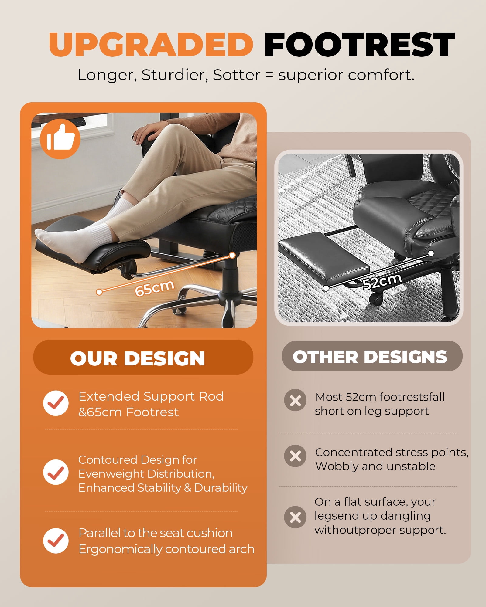 CloudRest Pro 400lbs Executive heavy duty office chair, High Back Ergonomic Computer Desk Chair with Lumbar Back Support,Black