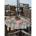 thumbnail image 2 of Outdoor Tablecloth with Umbrella Hole Zipper Easter Gnomes Round Tablecloth 60" Waterproof Outside Table Cloth Colorful Eggs Flowers Ring Vintage Blue Plaid Patio Table Cover Tablecloths for Picnic, 2 of 8