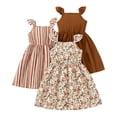 thumbnail image 1 of vigerkar Robes pour Filles Robe pour Tout-Petites Lot de 3 Robe Décontractée de Fête à Imprimé Robe Trapèze Robe d'Été (Brun, 3-4 Ans), 1 of 4