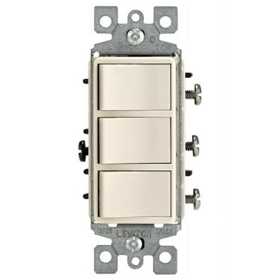 Light Almond Decora Triple Rocker Combination Switch