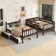thumbnail image 3 of Wood Bunk Bed with Drawers, Twin Over Twin Size Convertible Bunk Bed with Two Storage Drawers and Ladders, Can be Devided into 2 Beds, No Spring Box Needed, Espresso, 3 of 8
