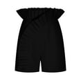 thumbnail image 5 of up to 60% off Gifts Usmixi Summer Shorts for Women Cute Ruffler Trim High Waist Solid Short Pants Plus Size Lightweight Comfy Straight Shorts Black s, 5 of 7