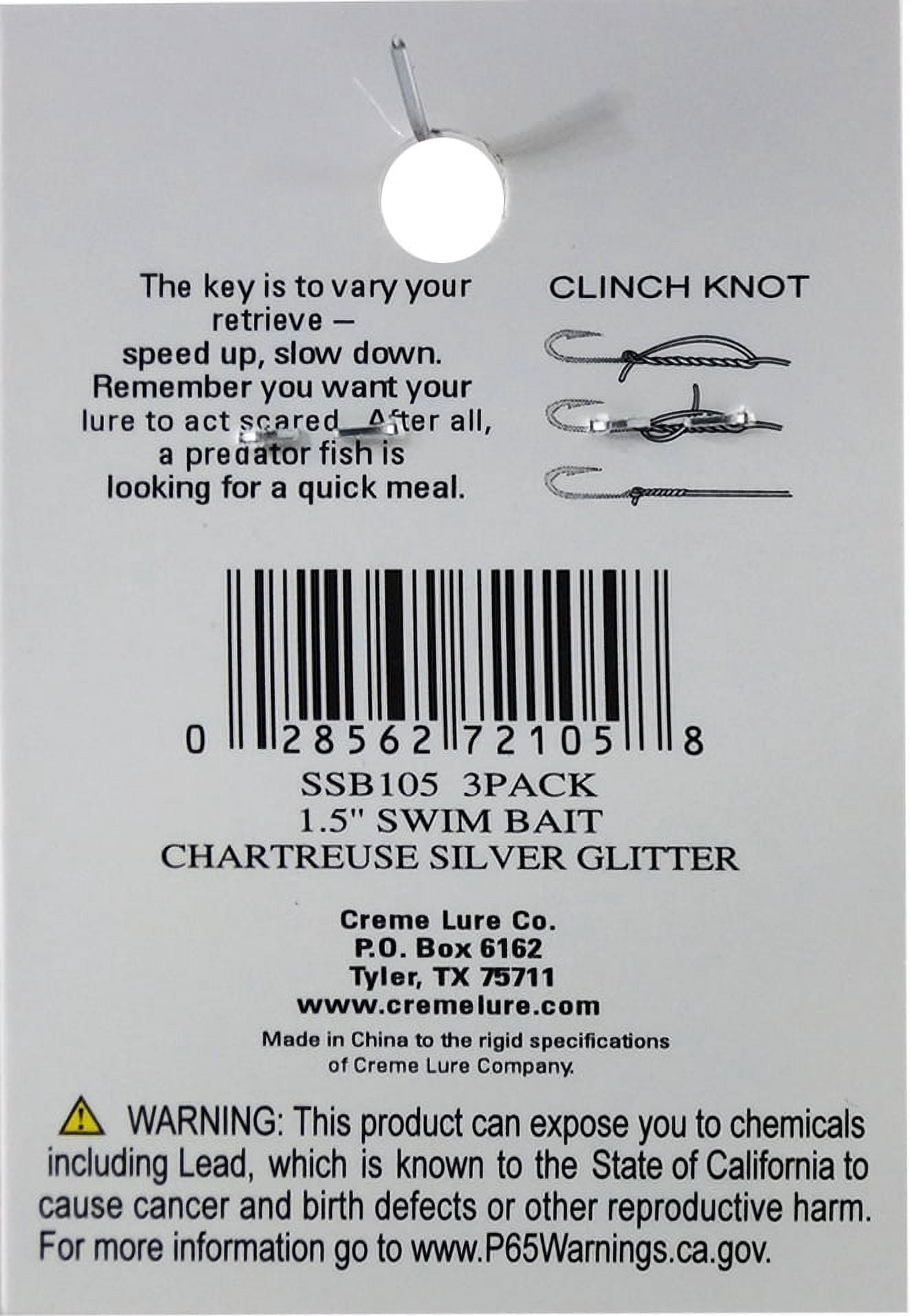(3 pack) Creme 1.5" Spoiler Shad Swim Bait Fishing Lure, Chartreuse