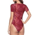 thumbnail image 4 of Balery Abstract Red Marble Women's Short Sleevee Crew Neck Bodysuit Tops Short Sleeve Tops Basic-Medium, 4 of 9