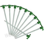 Se 9Nrc10-20 Galvanized Non-Rust Heavy Duty Metal Tent Pegs Stakes With Green Stopper
