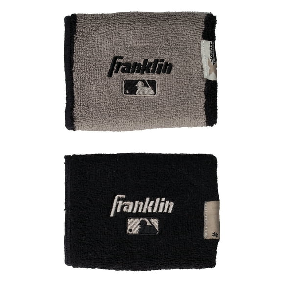 Franklin Sports MLB 4" Reversible Wristbands - Black/Gray