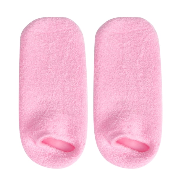 1 par de calcetines hidratantes de gel para el talón, antigrietas, para el tobillo, portátiles, para el cuidado de los pies (rosa)