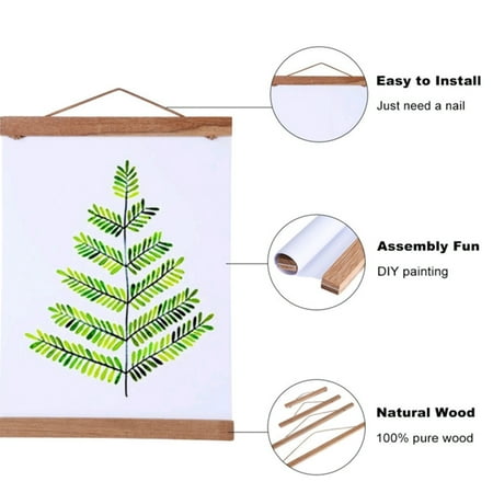 

Poster Hanger Magnetic Wooden Photo Frame Modern Magnetic Wooden Photo Frame DIY Custom Poster Scroll Prints Artwork Hanger Teak Wood