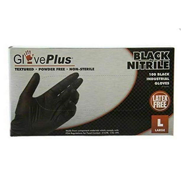 Gloveworks Black Nitrile Industrial Disposable Gloves 5 Mil Large 100