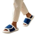 thumbnail image 7 of uublik Comfy Fuzzy Slippers for Women Open Toe Memory Foam House Shoes Indoor Outdoor Non Slip House Slides, Blue, 7 of 7