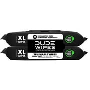 DUDE Wipes Odor Destroyer Flushable Wipes, XL Wet Wipes, Deodorizing with Clean Scent, 48 Count, 2 Pack