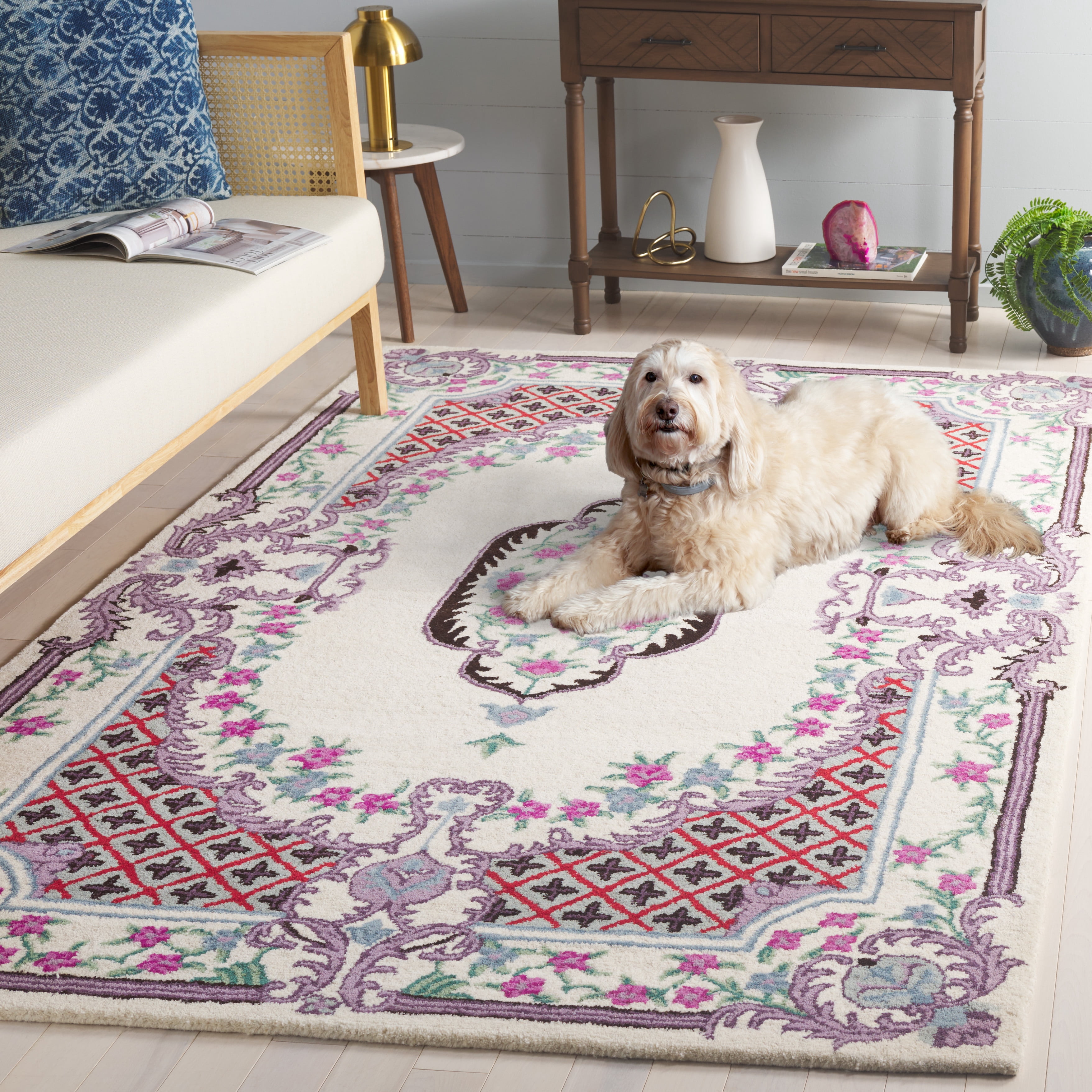 SAFAVIEH Bellagio Chandler Floral Wool Area Rug, Ivory, 2' x 3'