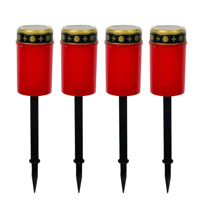 Velas Led Solares Luz Impermeable Vela Conmemorativa Electrónica Cementerio Luces De Té Decorativas Para Jardín Al Aire Libre 4 Uds Eigraketly HA046052-02