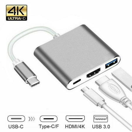 Type C USB 3.1 to USB-C 4K HDMI USB 3.0 Adapter 3 in 1 Hub For Macbook Pro
