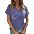 thumbnail image 2 of Wangmeiwg Women's Casual Fashion Printed V Neck Short Sleeved T Shirt Top Extra Large Women, 2 of 4