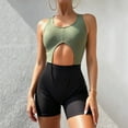 thumbnail image 2 of AKOEE Women's Cut Out Boyleg Swimsuit One Piece Sleeveless Athletic Colorblock Beach Bathing Suit (XL, Green), 2 of 7