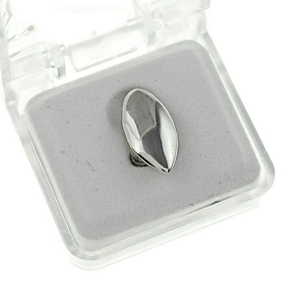 Vampire Fang Grillz Single Cap Top K9 Canine One Custom Tooth Silver Tone Dracula Pre-Made Grills