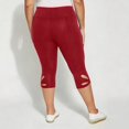 thumbnail image 7 of Lenpel Women's Capri Leggings High Waisted Eyelet Embroidered Hollow out Hem Slim Cropped Workout Yoga Pants Casual Capri Leggings, 7 of 7