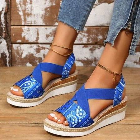 

2022 Women s Thick Bottom Fashion Wedges Sandals Peep Toe Ladies Cross-tied Slides Open Toe Female New Woman Shoes Plus Size