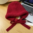 thumbnail image 2 of Womens Knited Fall/Winter Hat with Adjustable Strings, Multi-use Plain Versatile Beanies Skull Cap Travel Hat,Christmas Red, 2 of 5