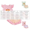 thumbnail image 3 of Zaveiop Toddler Baby Girl Halloween Outfit Little Baby Girls Summer Fall Clothes Ghost Pumpkin Embroidered Flying Sleeve Ruffled Hem Shirt Tops and Plaid Shorts 2 Piece Set Size 2-3 Years, 3 of 4