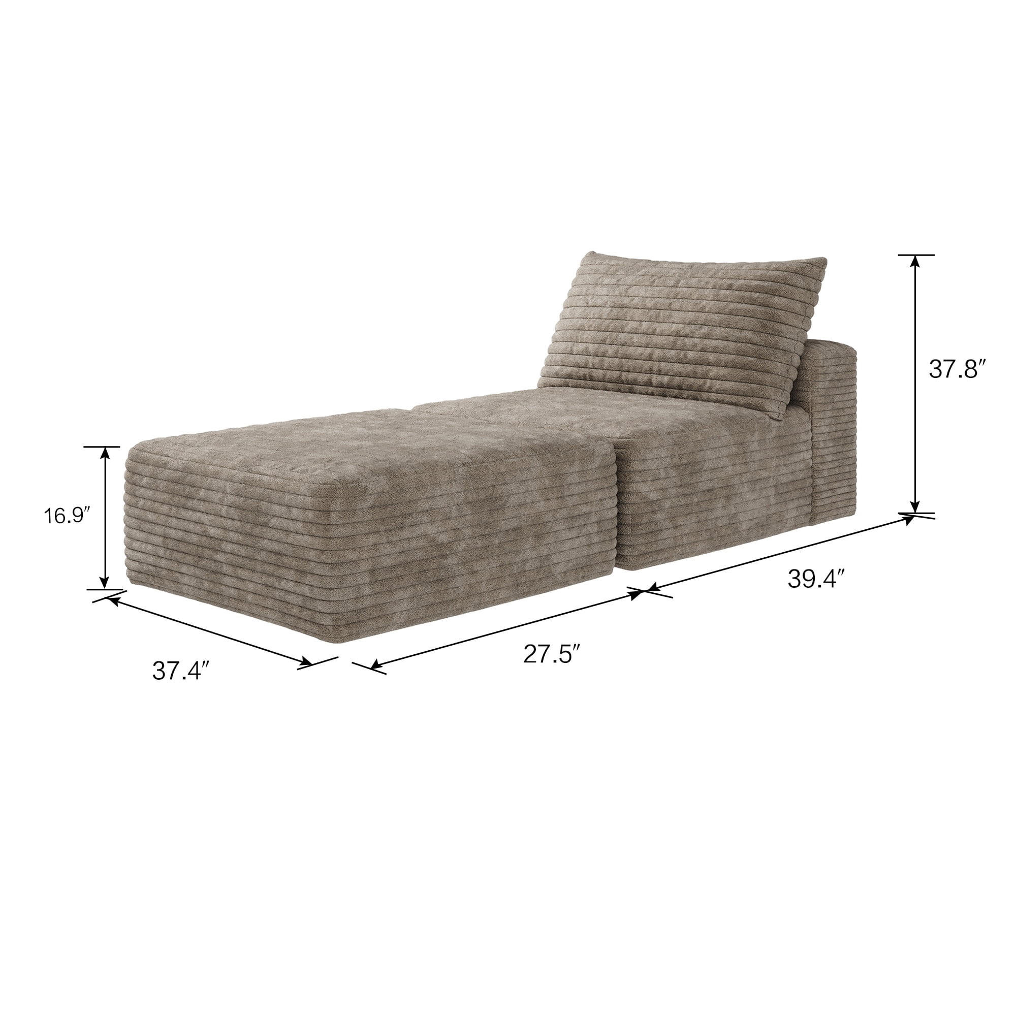 MAYEERTY 66.9" Sofa Bed Camel Plush Corduroy Convertible Sleeper Chair with Pillow Back Support Living Room/Bedroom