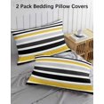 thumbnail image 3 of Yellow Black Stripe Pillow Covers Standard Size 2 Pack, Modern Abstract Art Coarse Striped Soft Bed Throw Pillowcases Breathable Cooling Long Lumbar Body Pillow Sham Cover for Bed Sofa 20''x26'', 3 of 7