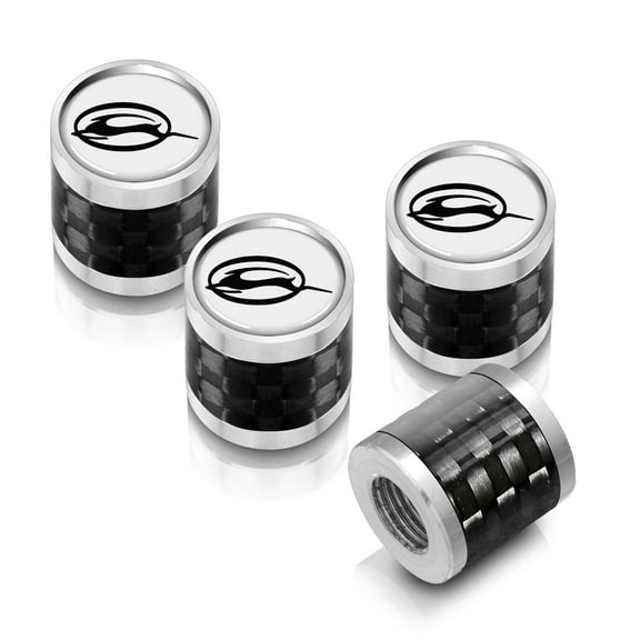 iPick Image for Chevrolet Impala Logo in White on Real Carbon Fiber Barrel Silver Aluminum Tire Valve Stem Caps, Official Licensed