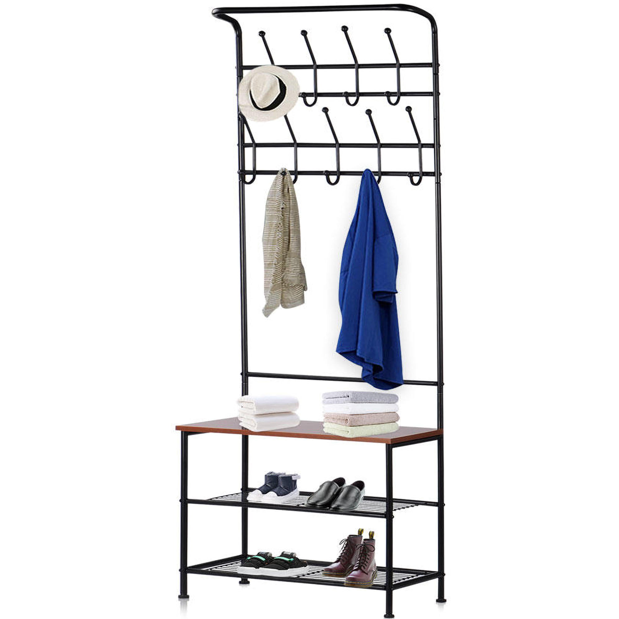 for Entryway IBUYKE Coat Rack Shoe Bench 71.2 inches Clothes Rack Living Room UTMJ086H Coat Rack with Shoe Bench Industrial Garment Racks Hall Tree with 2 Cube Storage Shelf