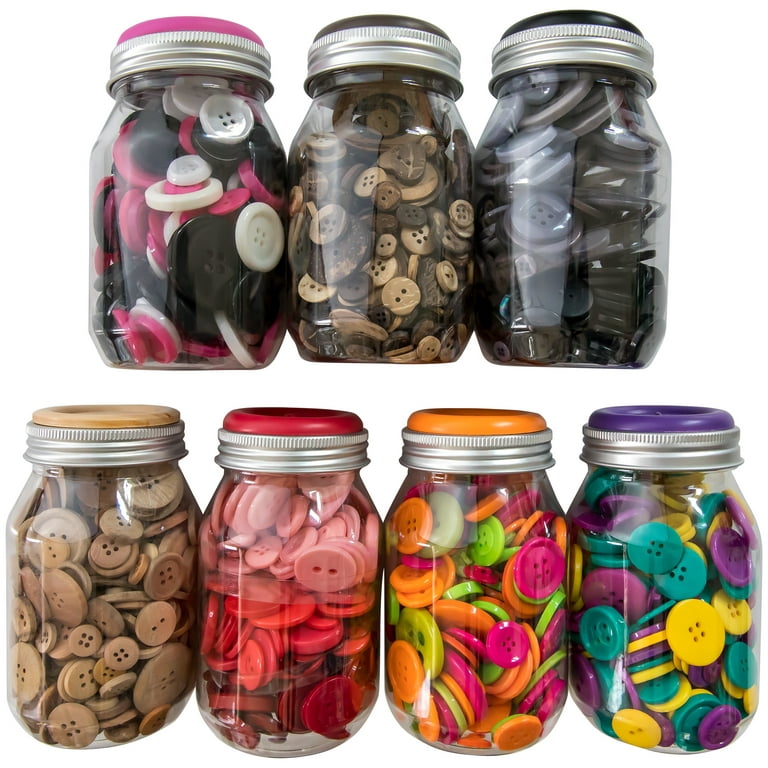 Button Collectors Black, White, And Pink Mix Multi-Sized Buttons Jar, 8  Ounces