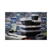 Pactiv Evergreen EarthChoice Entree2Go Takeout Container, 3-Compartment, 48 oz, 11.75 x 8.75 x 2.13, Black, 200/Carton -PCTYCNB12X95203