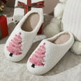 thumbnail image 2 of Daznico Couples Matching Slippers Christmas Plush Terry Cloth Indoor Non- Cozy Warm House Shoes with Embroidery,Size:7, 2 of 9