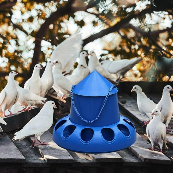Chicken Feeder, Bird Automatic Feeding Bucket, Food Dispenser, Backyard 11 Holes Bowl Farm for Chook Hen Geese Budgie Cockatiel