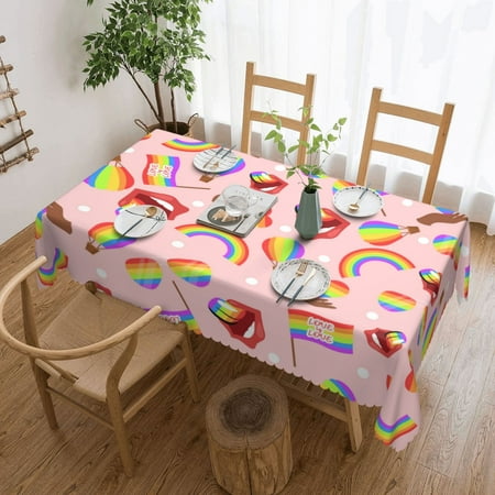 

ZNDUO Rectangular Tablecloth Stain Resistant Wrinkle Resistant Washable Laxon Tablecloths Rainbows Lgbtq Pride Month Decorative Fabric Tablecloth for Tables 54x72in