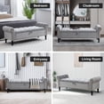 thumbnail image 3 of Aemeios 67" Velvet Storage Bench Upholstered Button-Tufted End of Bed Storage Ottoman Benches with Arms for Entryway Cloakroom, Gray, 3 of 10