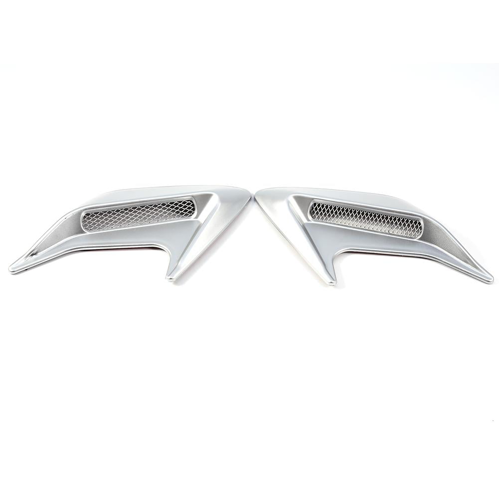 Silver Air Vent Hood 2x Car Decorative Air Scoop Intake Hood Vent Bonnet Universal DIY Style