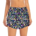thumbnail image 4 of Lsque Purple-Gold Triangles Printed Women's Running Shorts with Liner Pockets,Elastic Quick Dry Workout Athletic Gym Yoga Shorts,Womens High Waist Shorts-X-Large, 4 of 9