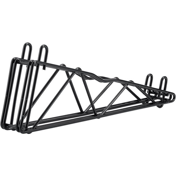 Nexel Black Epoxy Fixed Double Shelf Wall Mount Bracket 18""D