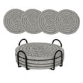 thumbnail image 2 of MTBLYS Manteles individuales redondos de hilo de algodón, tejidos de lino, aislantes térmicos, 4 piezas + soporte de almacenamiento | Juego de 4 con soporte de almacenamiento, 2 of 7