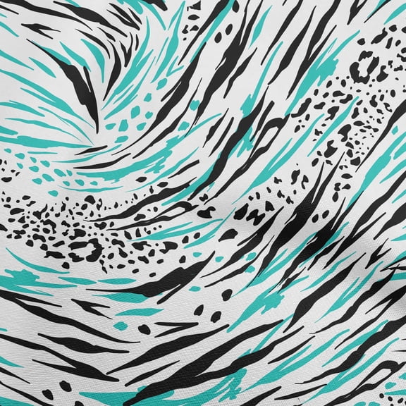 oneOone Viscose Chiffon Turquoise Blue Fabric Animal Skin Sewing Material Print Fabric By The Yard 42 Inch Wide