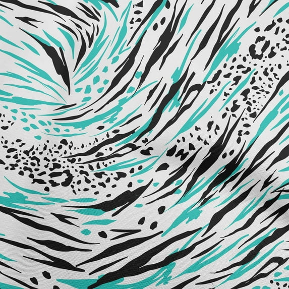 oneOone Cotton Flex Turquoise Blue Fabric Animal Skin Quilting Supplies Print Sewing Fabric By The Yard 40 Inch Wide