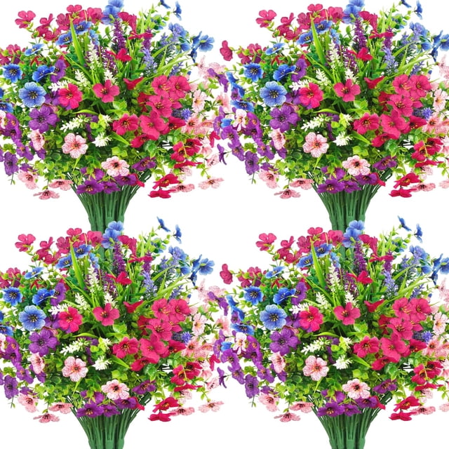 Flores artificiales Besteek, 20 paquetes, resistentes a los rayos UV para exteriores