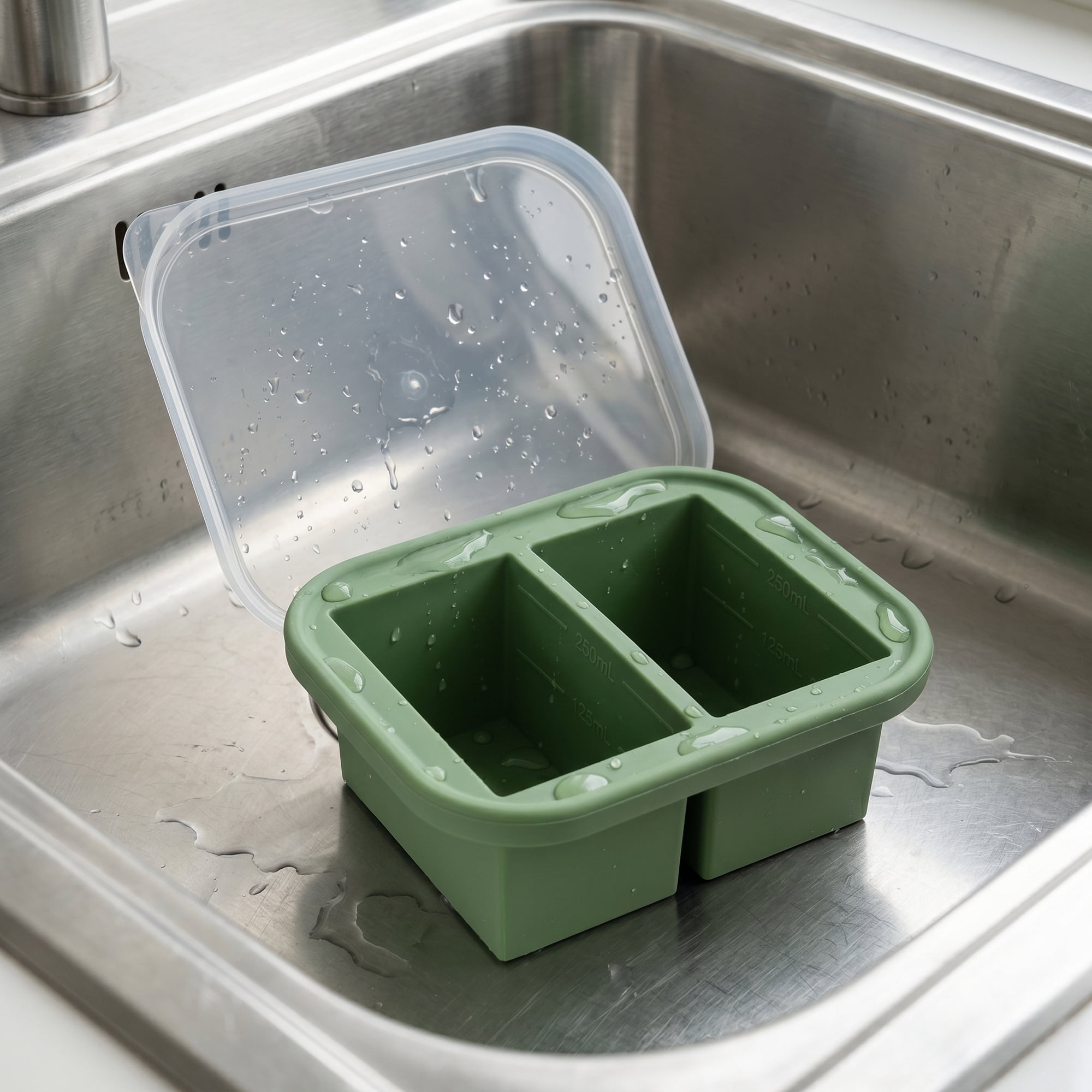 Unique Bargains Silicone Leak-Proof Meal Prep Container Lunch Bento Box Green-1