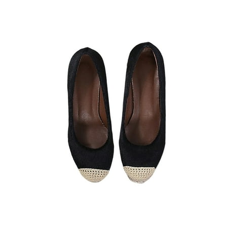 

Ymiytan Womens Dress Pump Comfort Pumps Shoes Slip On Espadrilles Daily Warm Breathable Non-slip Wedge Mid Heels Black 4